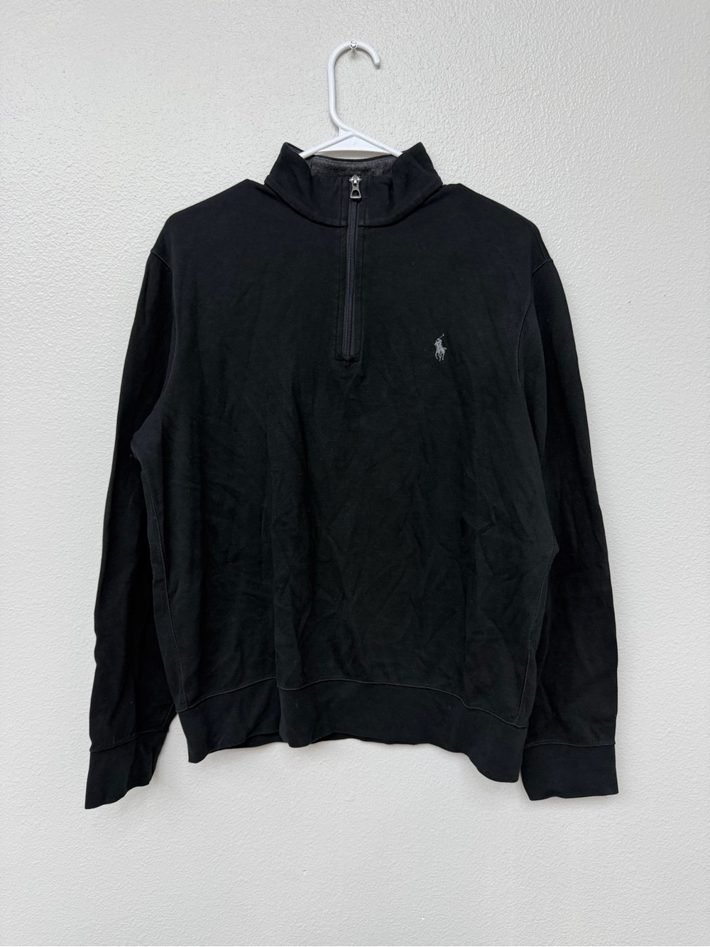 Polo Ralph Lauren 1/4 Zip Pullover Sweater Men's M Black Pony Solid Golf Casual